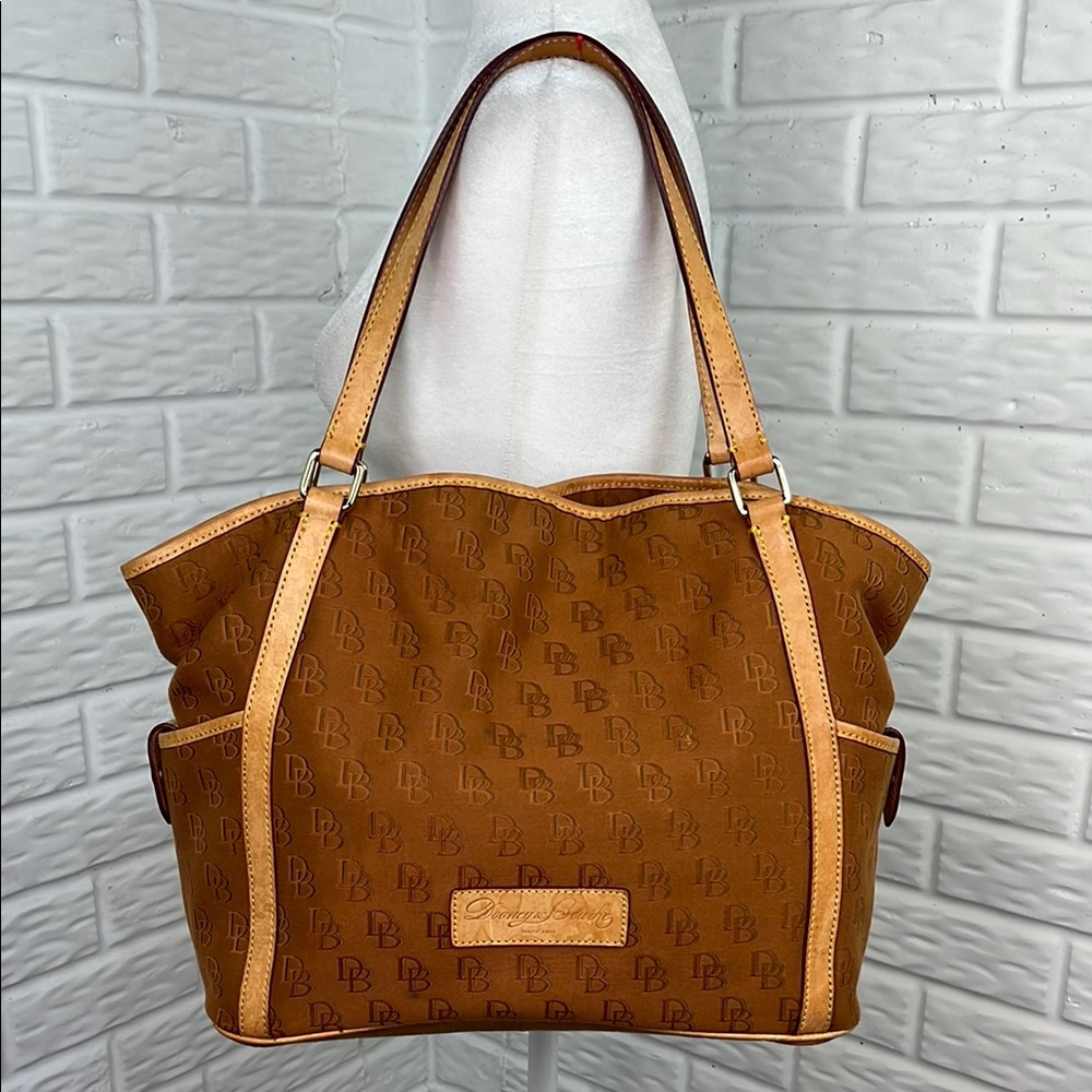 DOONEY & BOURKE Tan DB Logo Canvas & Leather Large Travel Bag Shoulder Bag Tote
